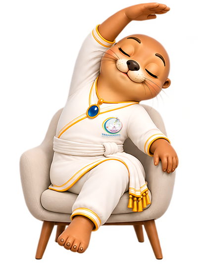 Yogi Arogya demonstrating a lateral side stretch